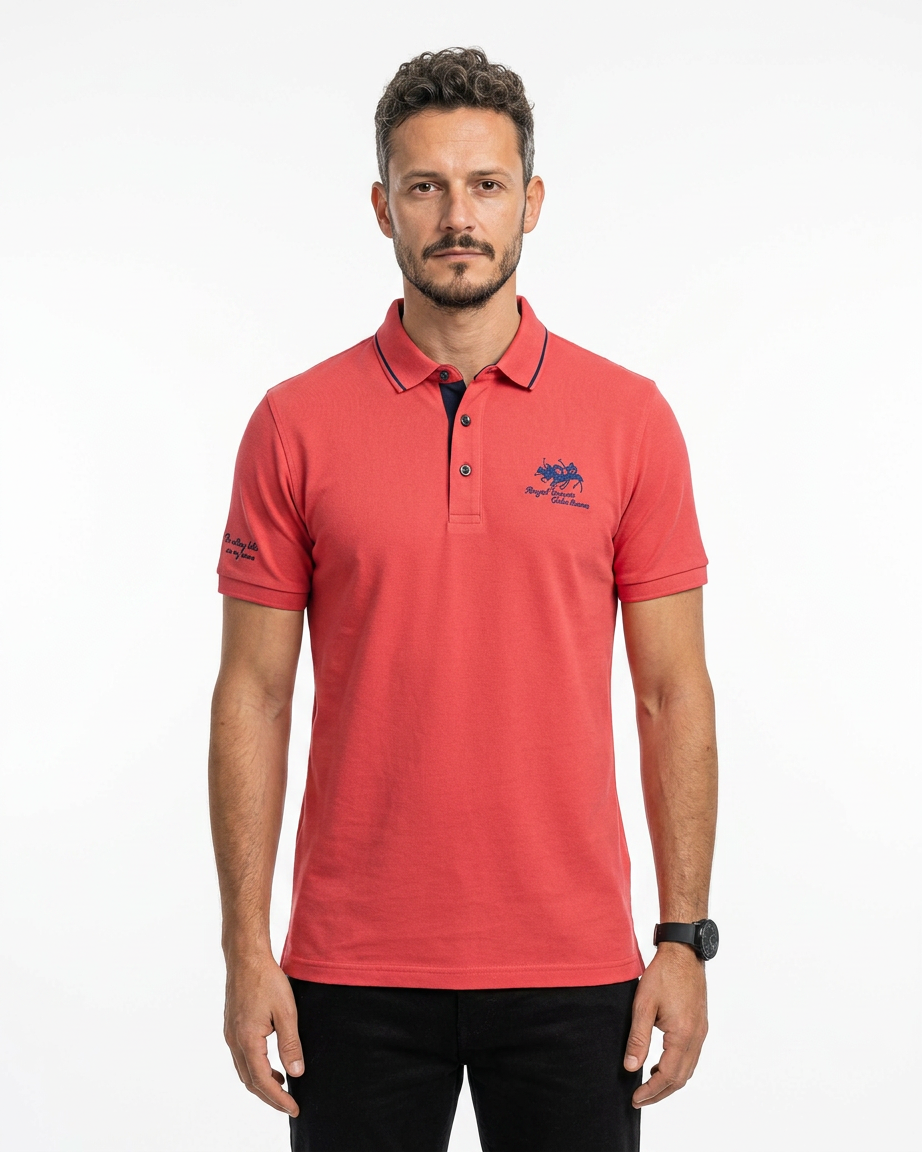 Belgavi — Polo bordado con ribete en contraste