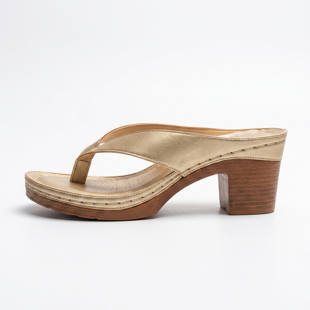 Brianna – Riemchensandalette mit Holzabsatz und perforiertem Fußbett