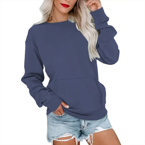 CozyCore – Sudadera sin Capucha Cuello Redondo para Mujer