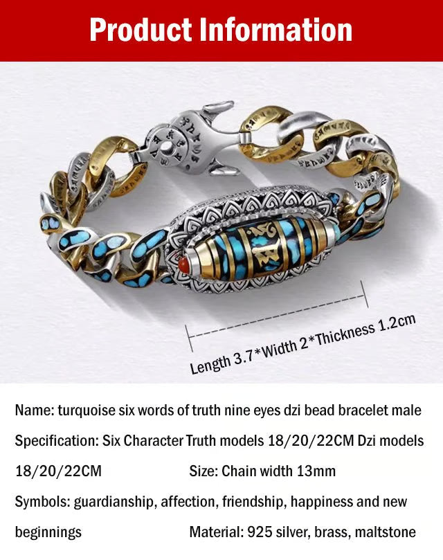 ZenAura – Türkis-Mantra-Dzi-Perlenarmband