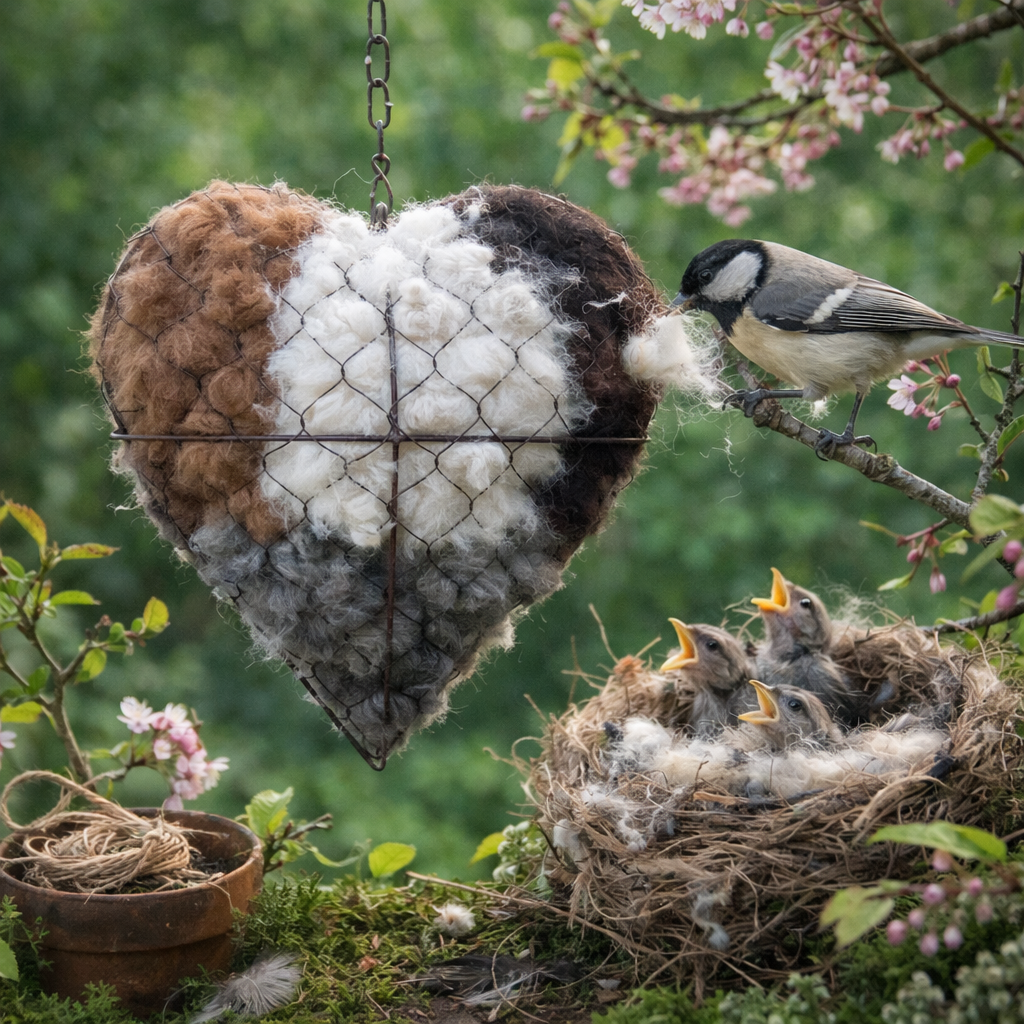 Corazón anidadero de fibra de alpaca hecho a mano