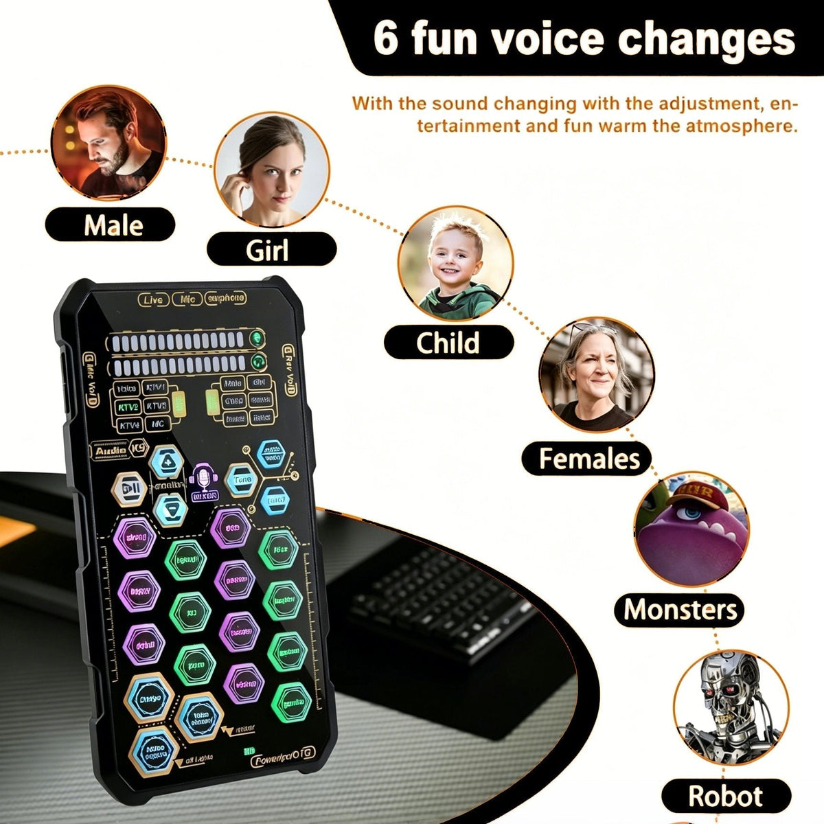 SoundMorph – Tarjeta Cambiador de Voz Portátil en Vivo