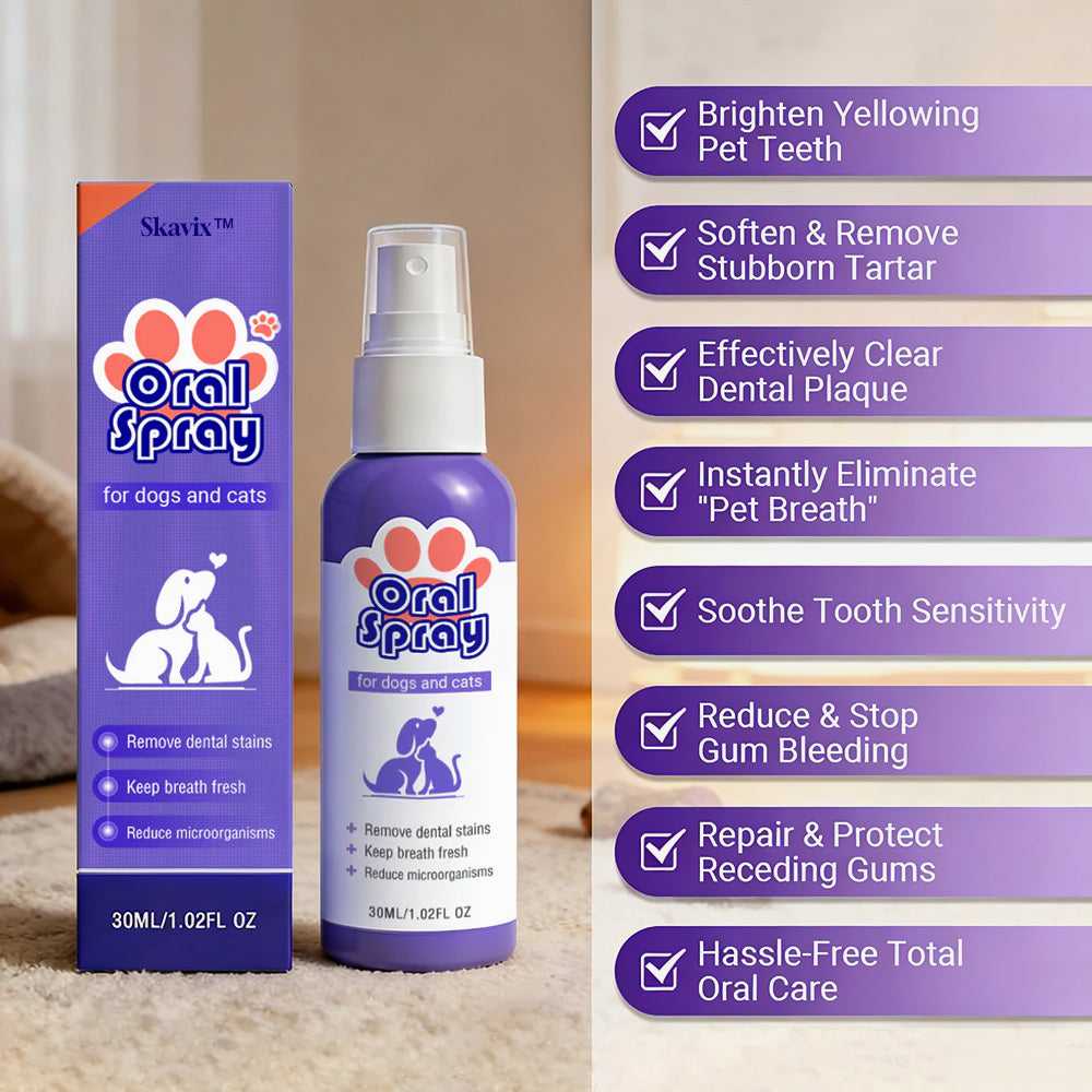 Skavix™ Mundspray für Haustiere ✅FDA-zugelassen | Erfrischt den Atem, entfernt Zahnstein, fördert die Zahnfleischregeneration und stabilisiert die Zähne 🦷🦷