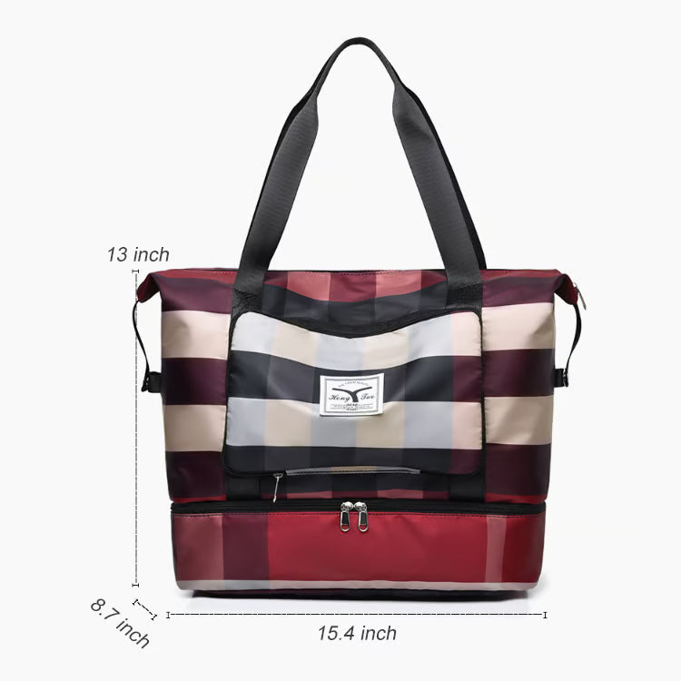 FlexCarry – Bolsa de viaje plegable con separación en seco/húmedo para gimnasio