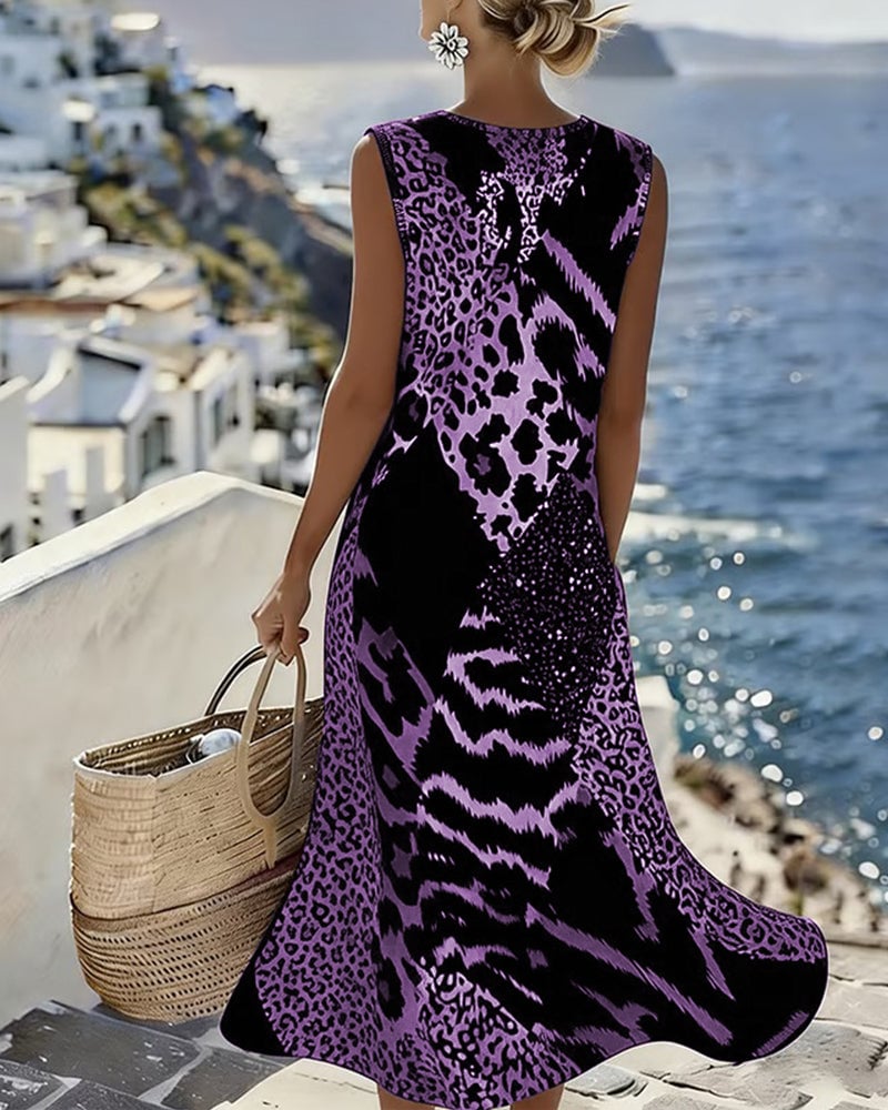 Vestido midi holgado con estampado de leopardo SavannaChic