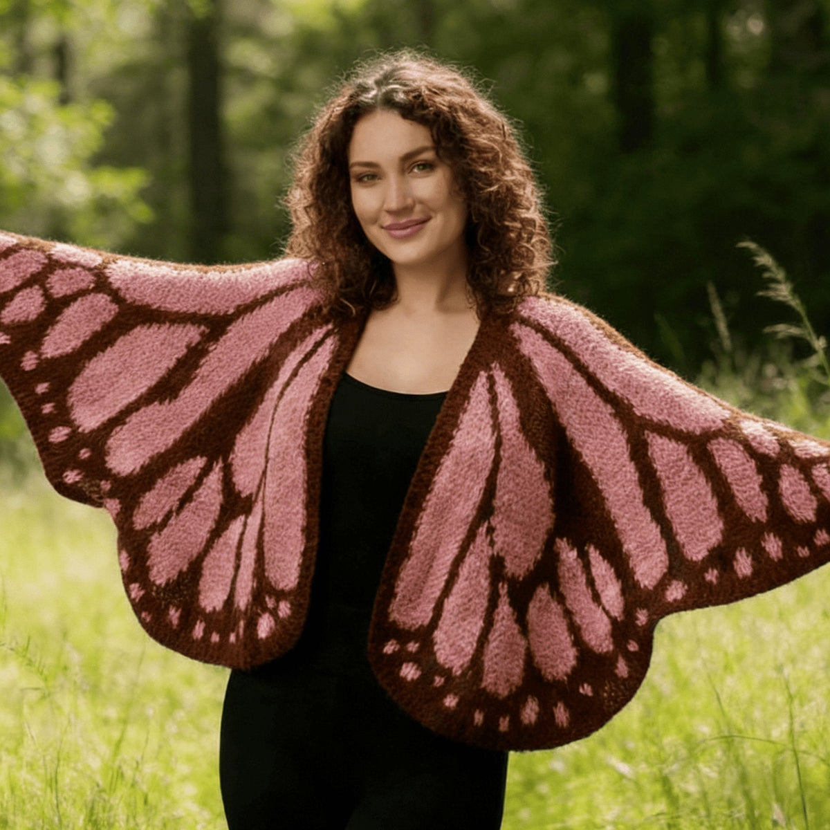 FlutterNest – Cárdigan Cómodo Mariposa Artística