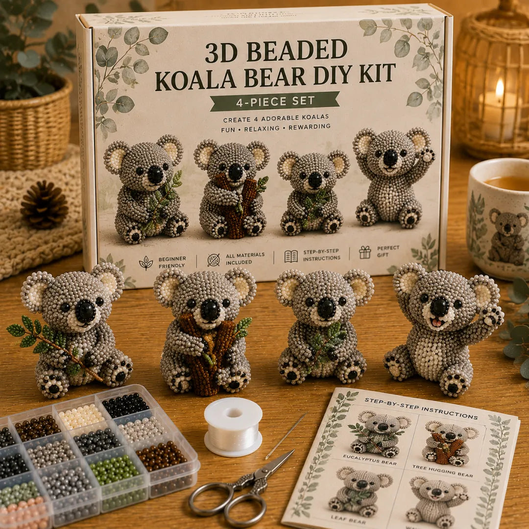 BearCraft - Kit de bricolaje de oso con cuentas 3D (set de 4 piezas hechas a mano)