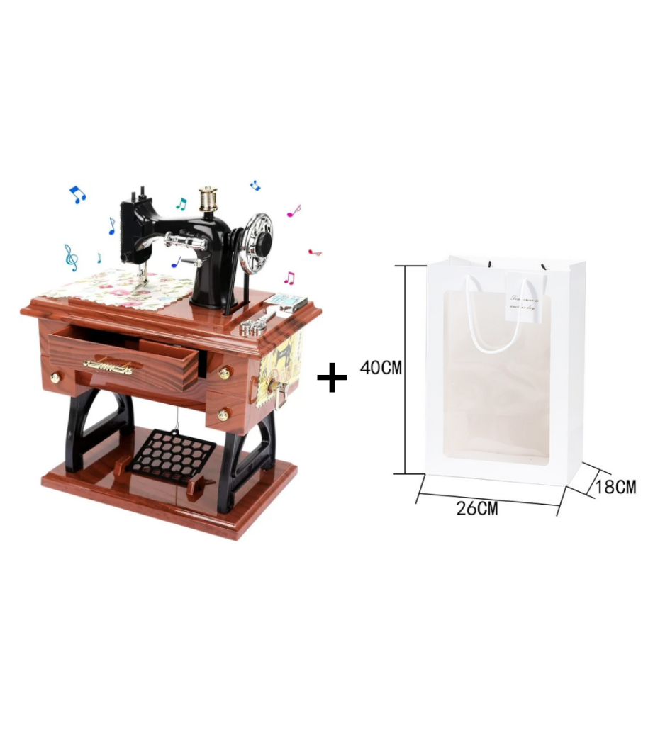 SewMelody – Caja de Música de Madera con Forma de Máquina de Coser