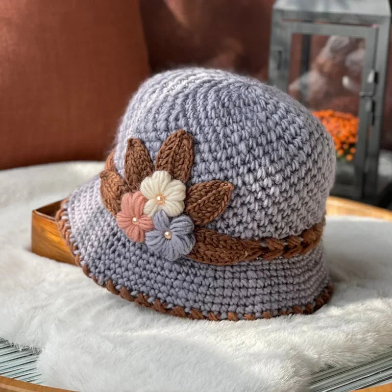 WarmCore – Gorro de punto con flores para mujer