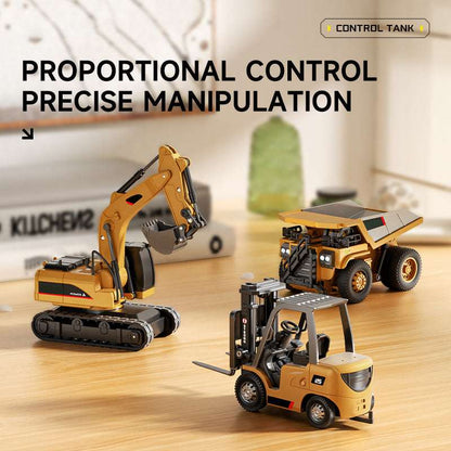 TitanSite – Interaktives Set aus RC-Bagger, Muldenkipper & Gabelstapler
