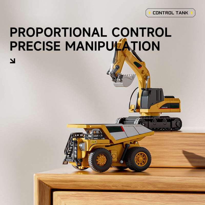 TitanSite – Interaktives Set aus RC-Bagger, Muldenkipper & Gabelstapler