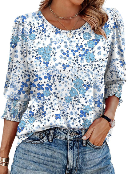 StyleBreeze – Blusa elegante de corte relajado con manga 3/4