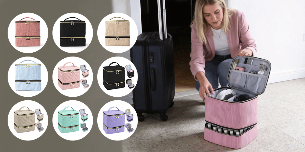 PolishPro – Estuche organizador de esmalte de uñas de doble capa de lujo
