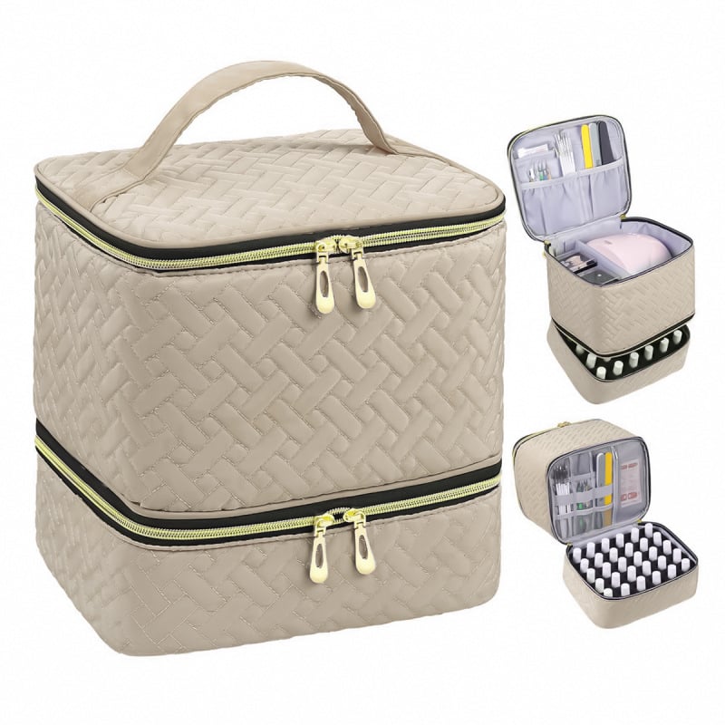 PolishPro – Estuche organizador de esmalte de uñas de doble capa de lujo
