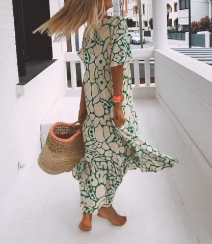 FloraLuxe – Kurzärmeliges bedrucktes Sommerkleid