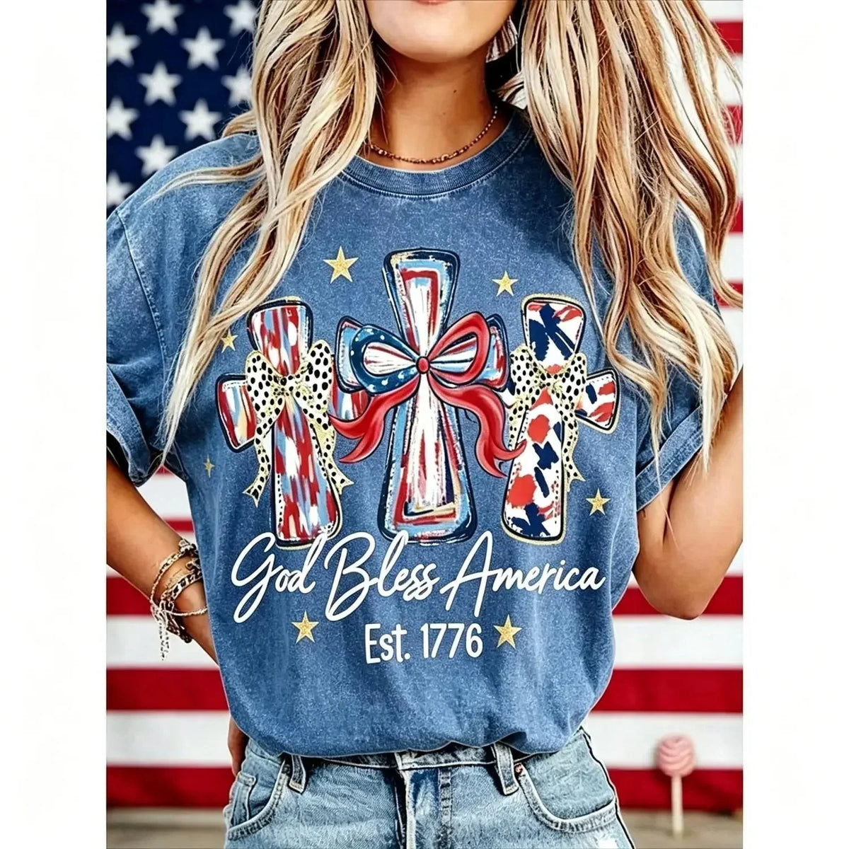 GodBless – Camiseta vintage de mujer del 250.º aniversario