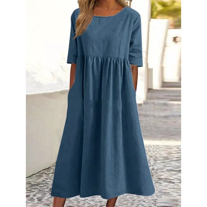 Breeza – Vestido de verano holgado de algodón y lino