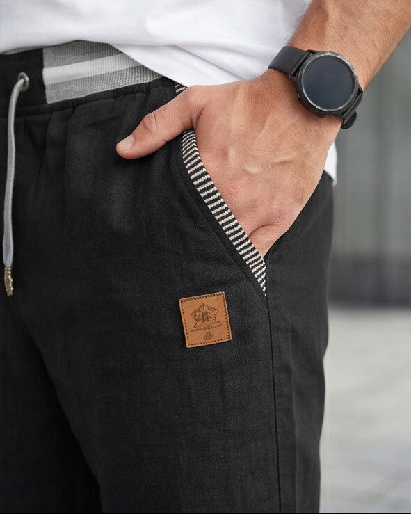 Coastal — Pantalones cortos con cordón y parche de cuero para hombre