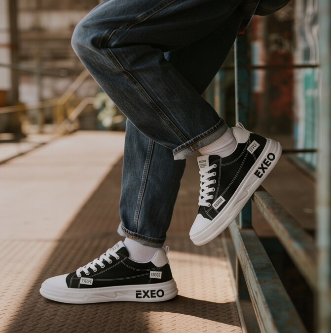 CanvaLift – Plateau-Sneaker mit gestickten Label-Details