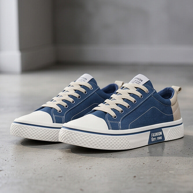 Retroglide — Canvas-Court-Sneaker mit grafischer Sohle