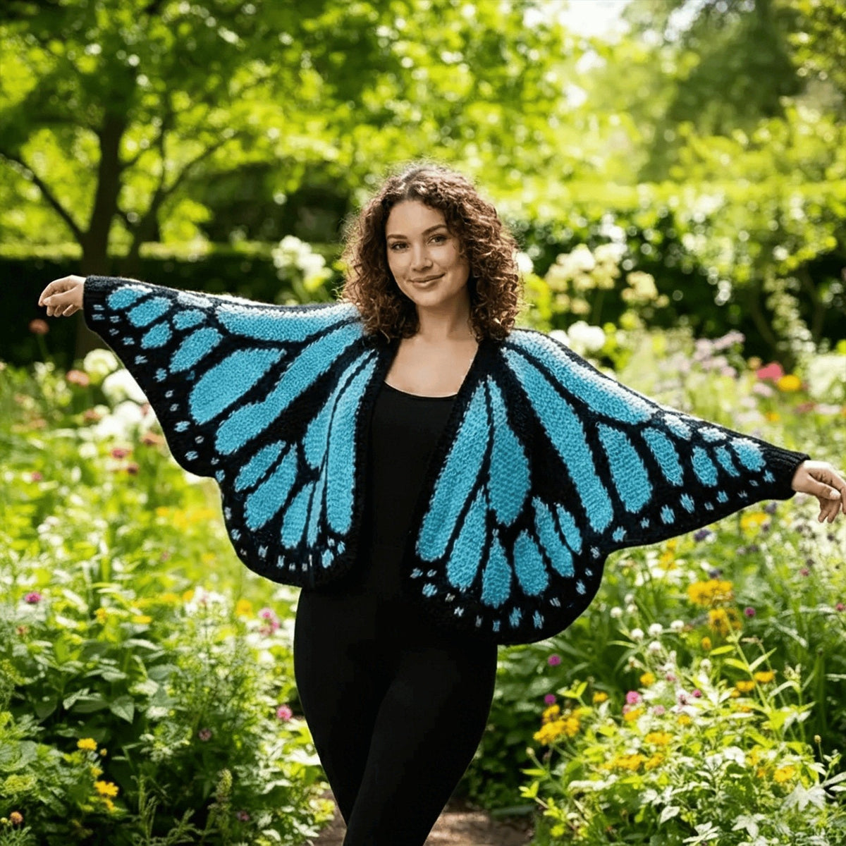 FlutterNest – Cárdigan Cómodo Mariposa Artística