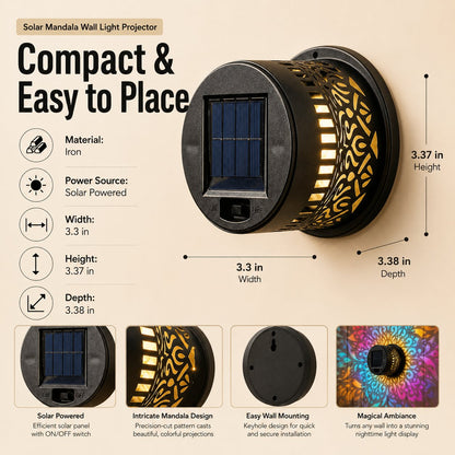 MandalaGlow - Lámpara de Proyección Solar de Mandala para Valla Exterior