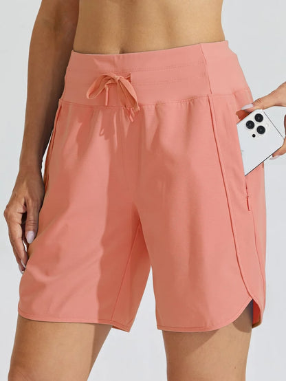 AthletiQ – Pantalones cortos de running de tiro alto para mujer