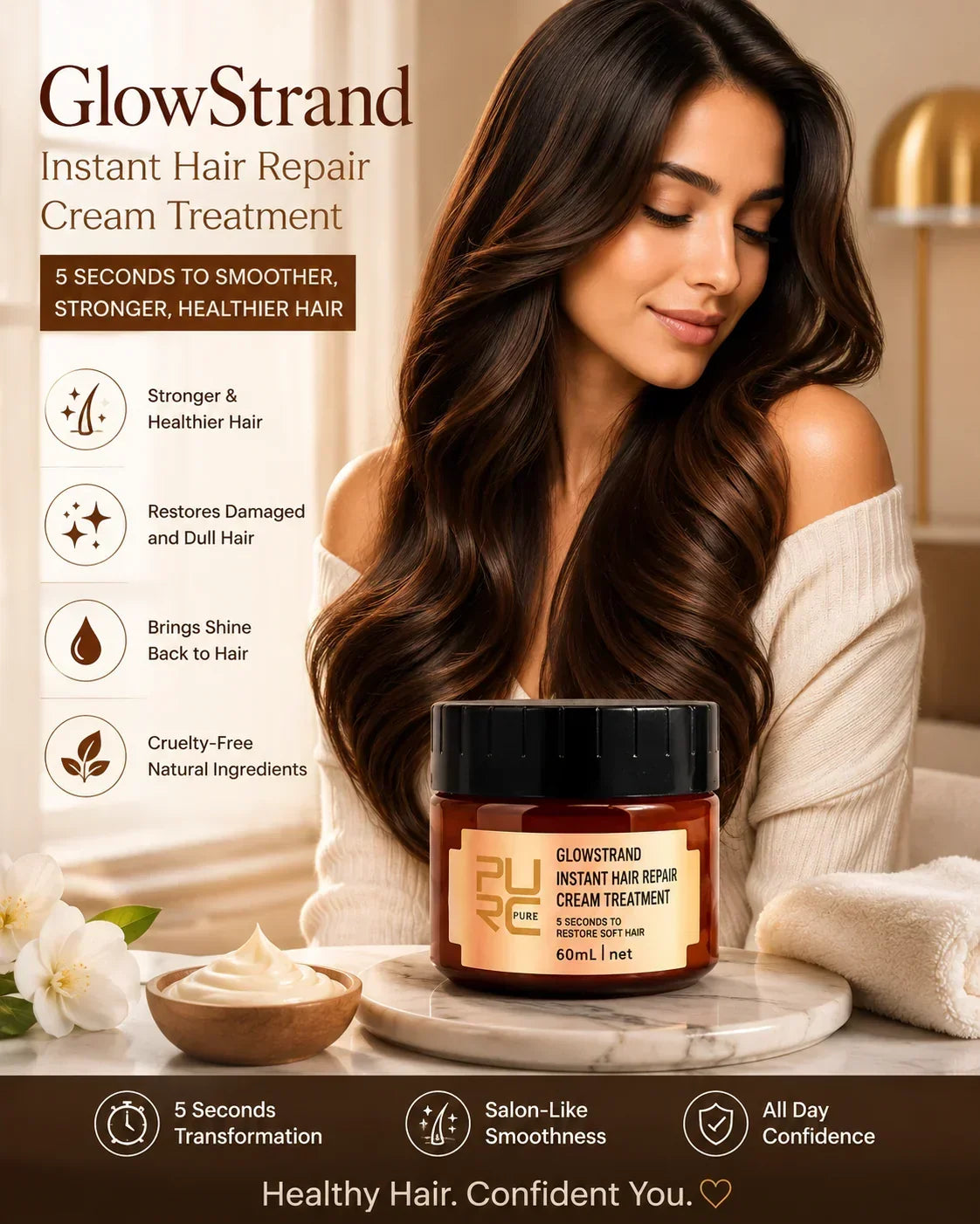 GlowStrand – Tratamiento en Crema Reparador Capilar Instantáneo