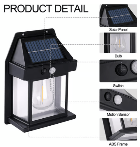 EdisonGlow – Lámpara de pared solar con sensor de movimiento