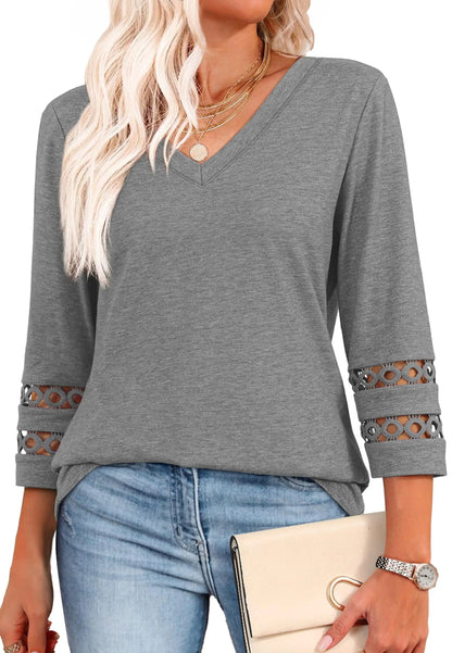 ClairaMode | Locker geschnittenes Damen-T-Shirt mit V-Ausschnitt