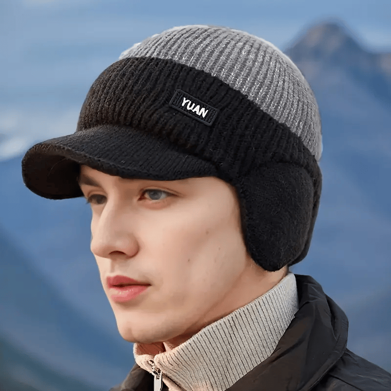 FrostGuard – Winter-Strickmütze mit Ohrenklappen für Herren