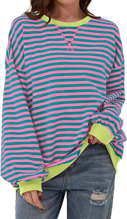 StripeAura – Sudadera de rayas color block para mujer
