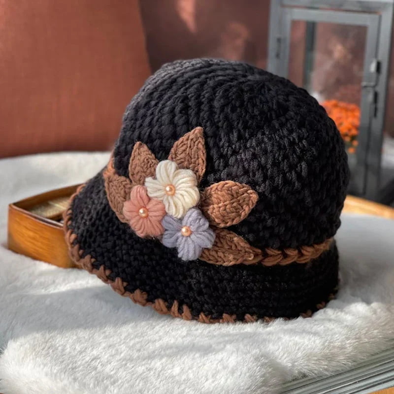 WarmCore – Gorro de punto con flores para mujer