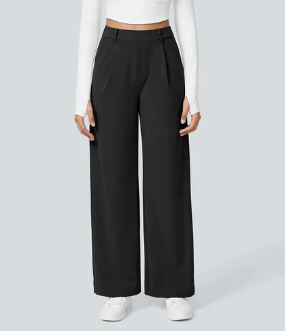 EleganceFit – Pantalones casuales rectos de talle alto