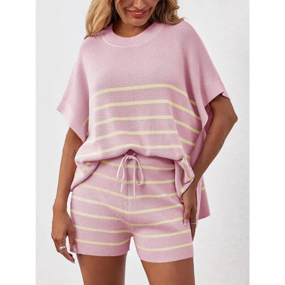 BellaVive – Conjunto de ropa de descanso a rayas chic