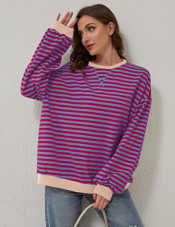 StripeAura – Sudadera de rayas color block para mujer