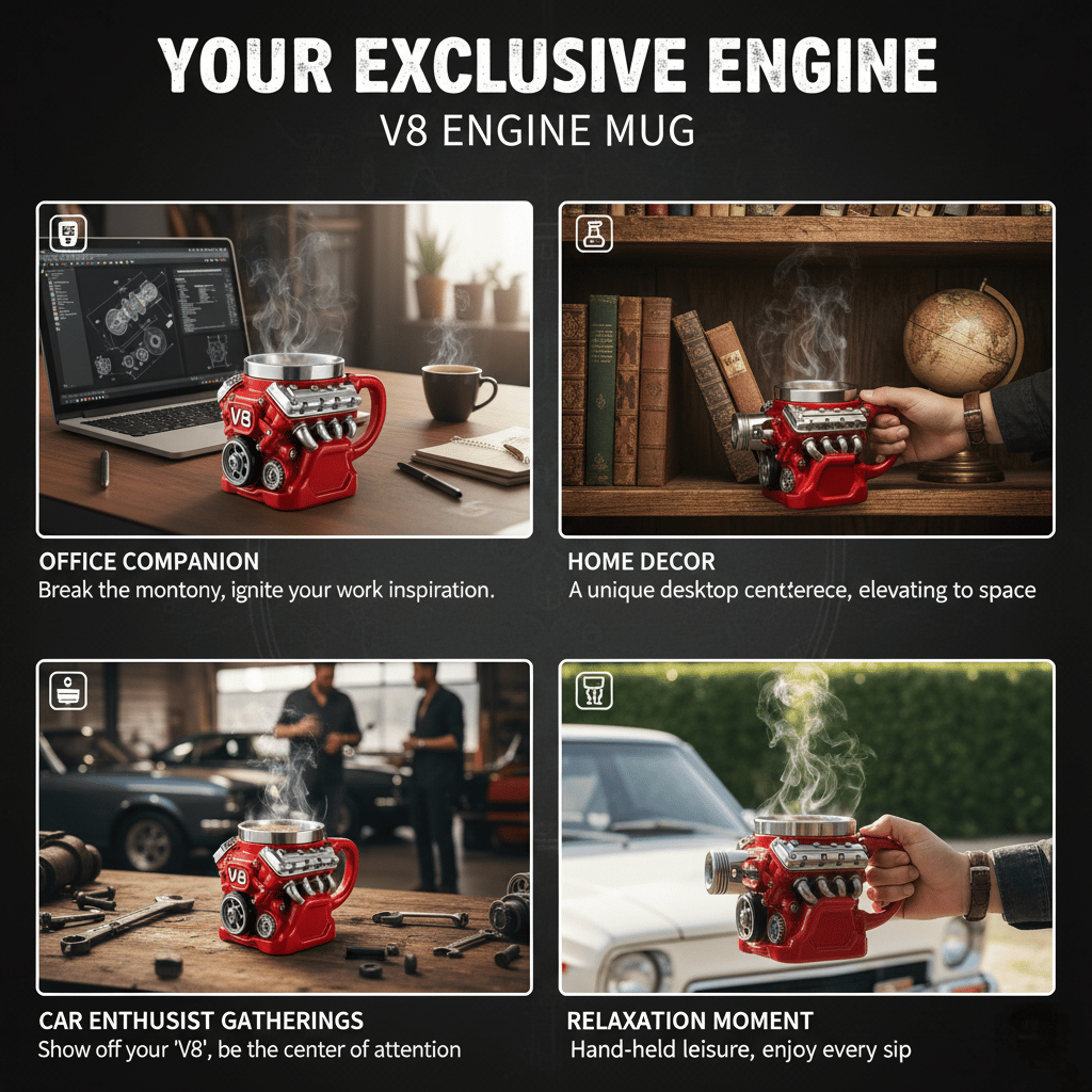 ⚡Ultimative V8-Motor Edelstahl-3D-Tasse & ein Traum für jeden Autoliebhaber✨