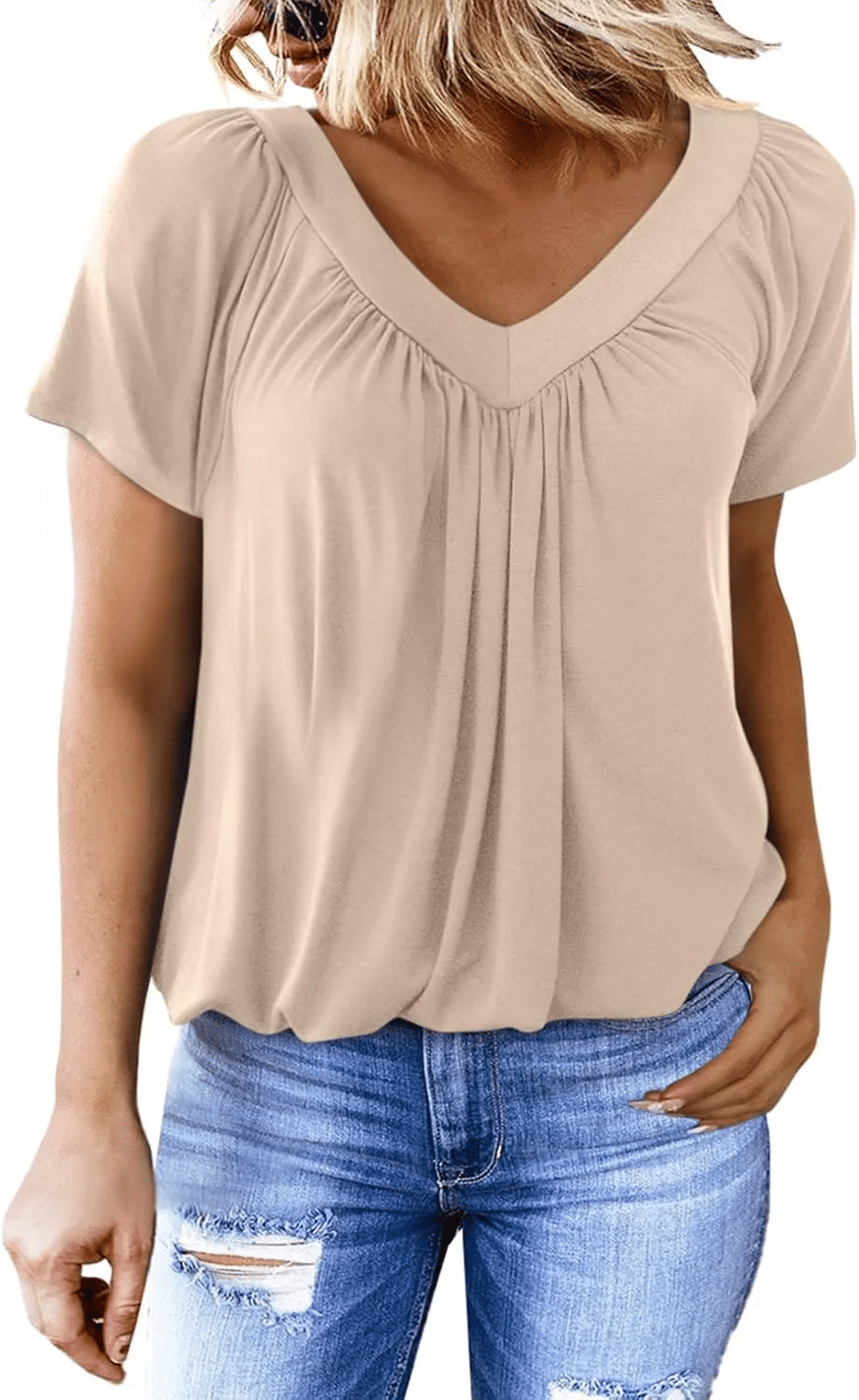 AuraFit | Camiseta casual de cuello en V para mujer clásica
