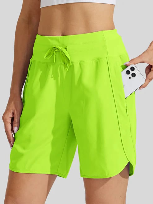 AthletiQ – Pantalones cortos de running de tiro alto para mujer