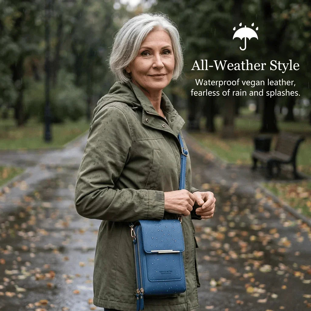 VistaPouch – Cartera bandolera para mujer con pantalla táctil, sencilla y elegante