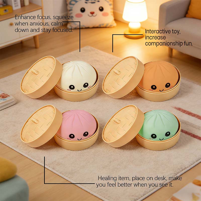 SquishJoy – Juguete Blando Súper Raro de Arcoíris con Forma de Dumpling Sonriente
