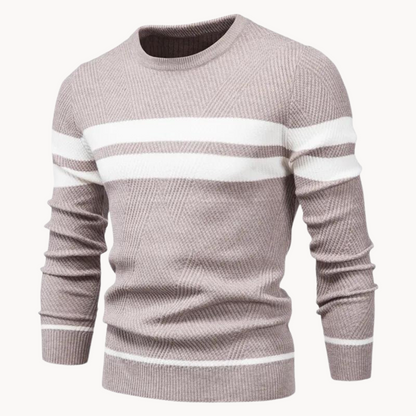 Zander Field Gestreifter Baumwollpullover mit Rundhalsausschnitt | ALEVITA