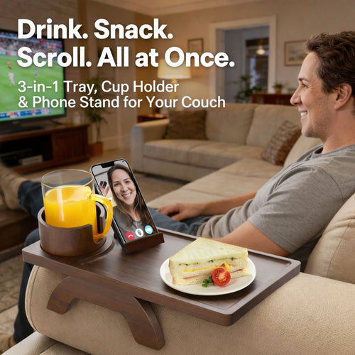 CouchBuddy – Bandeja reposabrazos 4 en 1