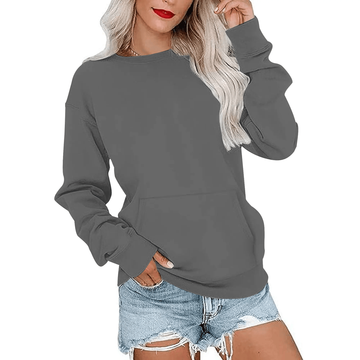 CozyCore – Sudadera sin Capucha Cuello Redondo para Mujer