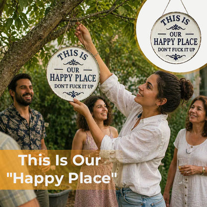 HomeBliss – Cartel Colgante "Este es Nuestro Lugar Feliz"