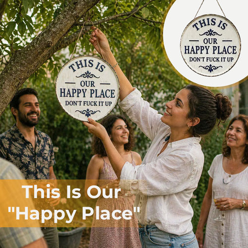 HomeBliss – Cartel Colgante "Este es Nuestro Lugar Feliz"
