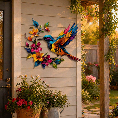 BloomForge – Arte de pared de metal de colibrí