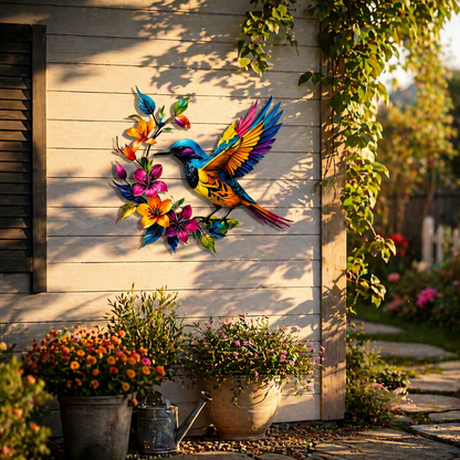 BloomForge – Arte de pared de metal de colibrí