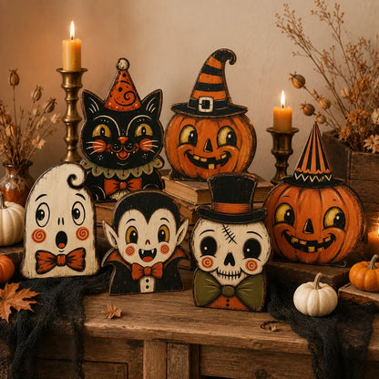 HarvestHeirloom – Colección de figuras de madera vintage de Navidad