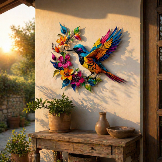 BloomForge – Arte de pared de metal de colibrí